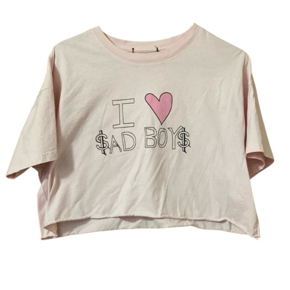I Love Sad Boys Cropped T-shirt Pink, Medium/Large